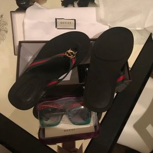 Matching Gucci flip flops